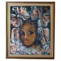 Pintura al óleo sobre tabla titulada CACHITA de Hector Catá, artista cubanoamericano 1997