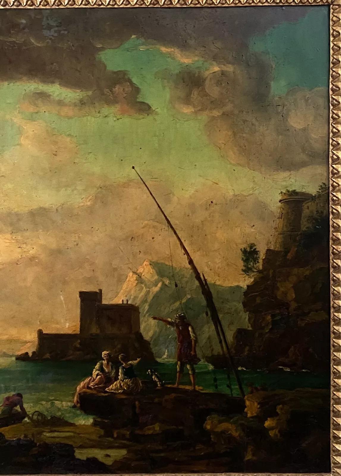 Ölgemälde auf Tafel, Hafenszene, folgender von Delacroix Marseille, 19. Jahrhundert im Zustand „Gut“ in NANTES, FR