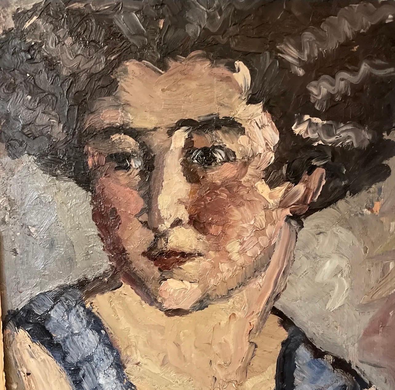 Olio su pannello Ritratto di giovane ragazza 1930 Francia In condizioni buone in vendita a palm beach, FL