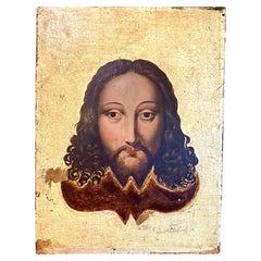 Huile sur panneau représentant le Christ - fond doré - École française - 17e
