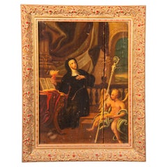 Oil on panel, Saint Teresa. 17th century Requires cleaning and restoration.
