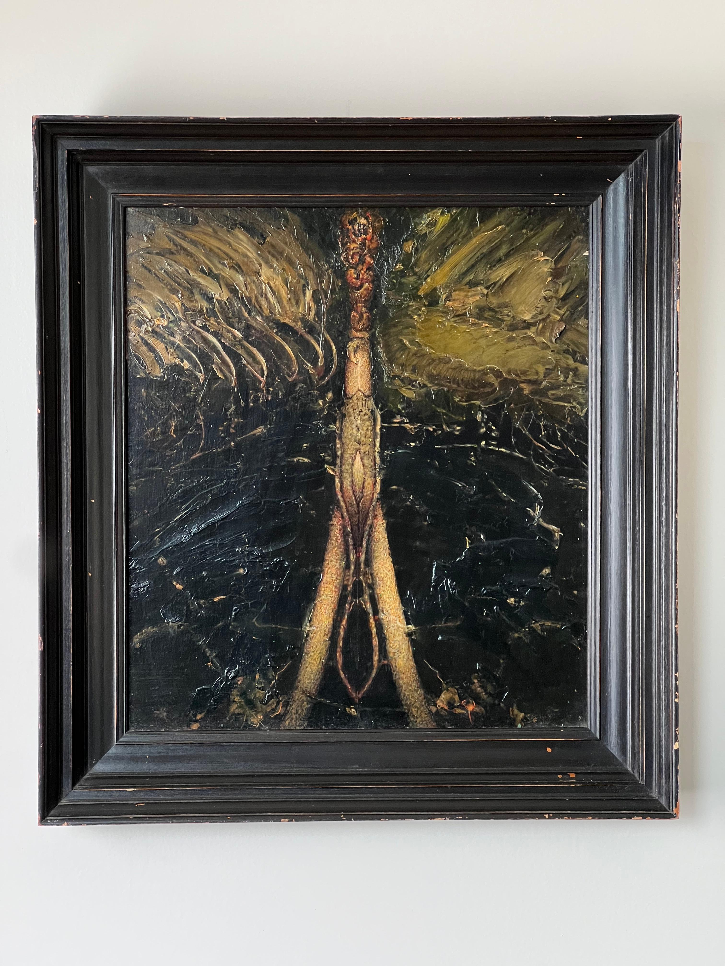 Gregory Gillespie (1936–2000)
Split Image Swamp, c. late 20th century
Oil on panel  21.5 x 19.5 inches
Signed and inscribed verso
Provenance: Salander-O’Reilly Galleries, New York, NY; Skinner Auctions, MA

A haunting and symbol-laden composition,