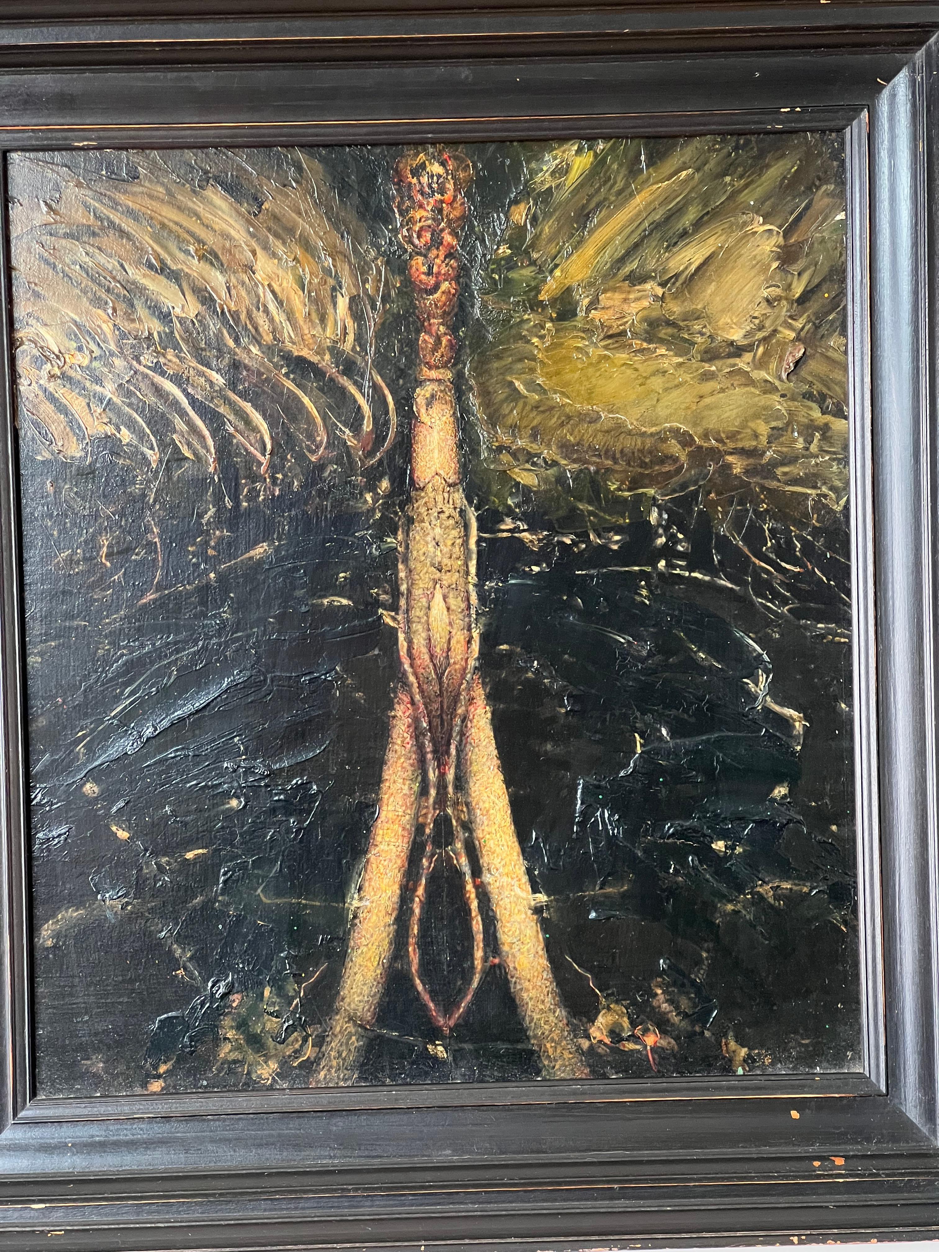 Expressionist Oil on Panel “Split Image Swamp” by Gregory Gillespie with Gallery Label on Vers For Sale