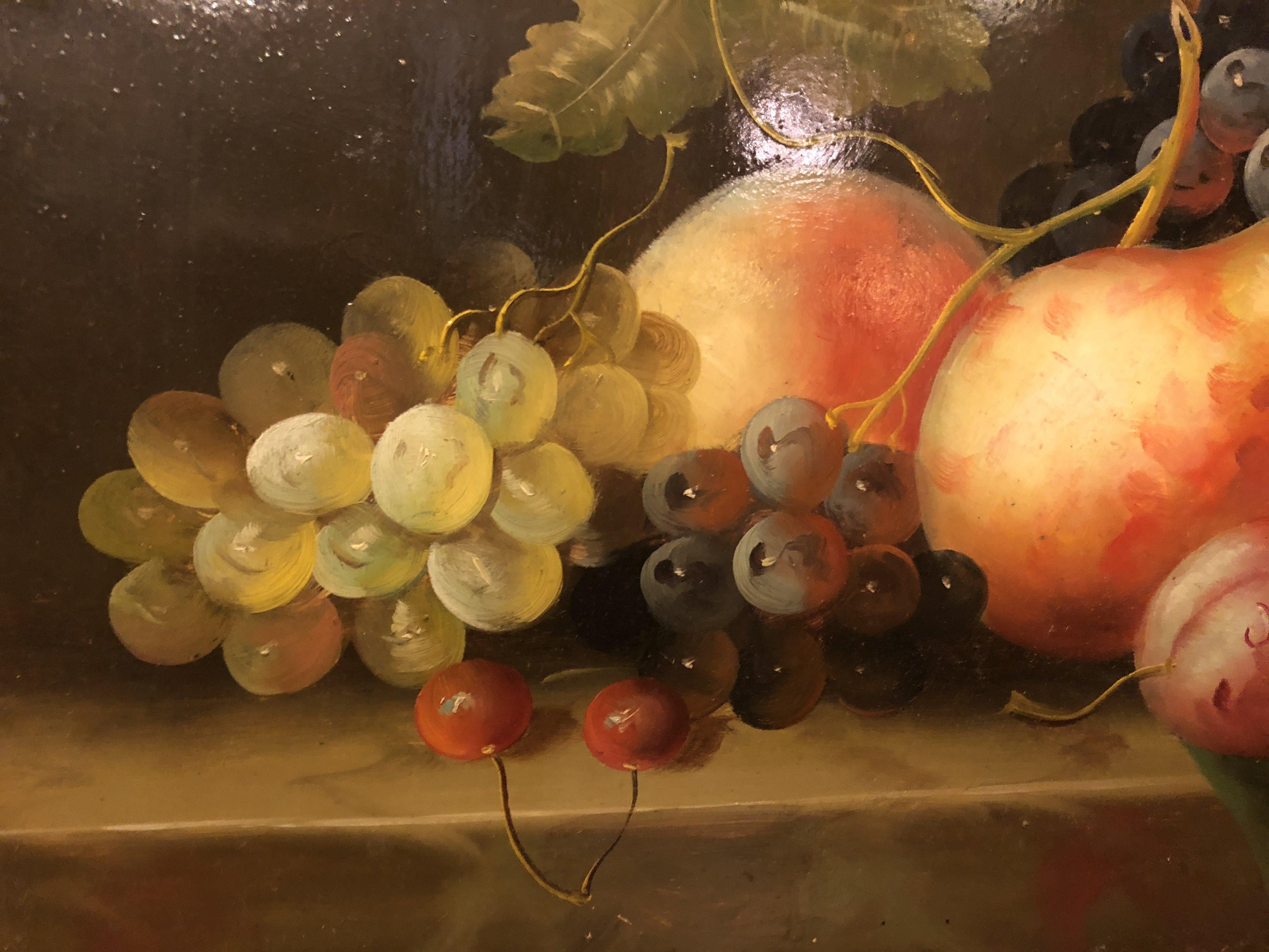 Unknown Oil on Panel Still Life Fruit Painting