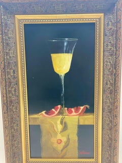 Oil on Panel, "White Wine Pomegranate Tapestry " Signed, Painting by Bert Beirne
