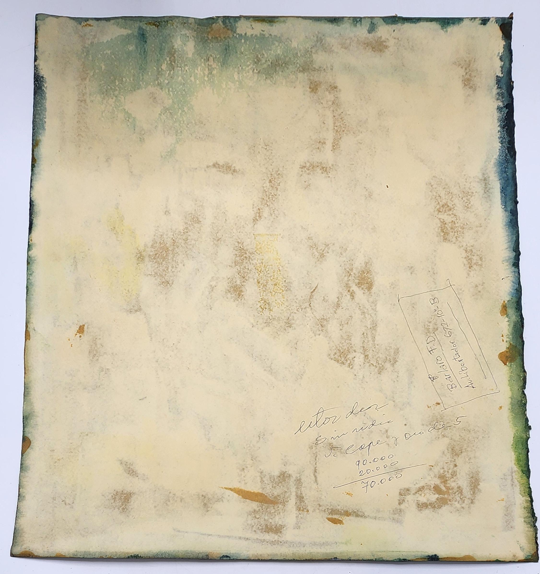 Olio su carta di Jona Rimsa, 1950-1970.
L'olio su carta di Jona Rimsa, realizzato tra il 1950 e il 1970, raffigura una scena astratta dominata da toni scuri e terrosi. La composizione, con pennellate spesse e gestuali, suggerisce forme e volumi