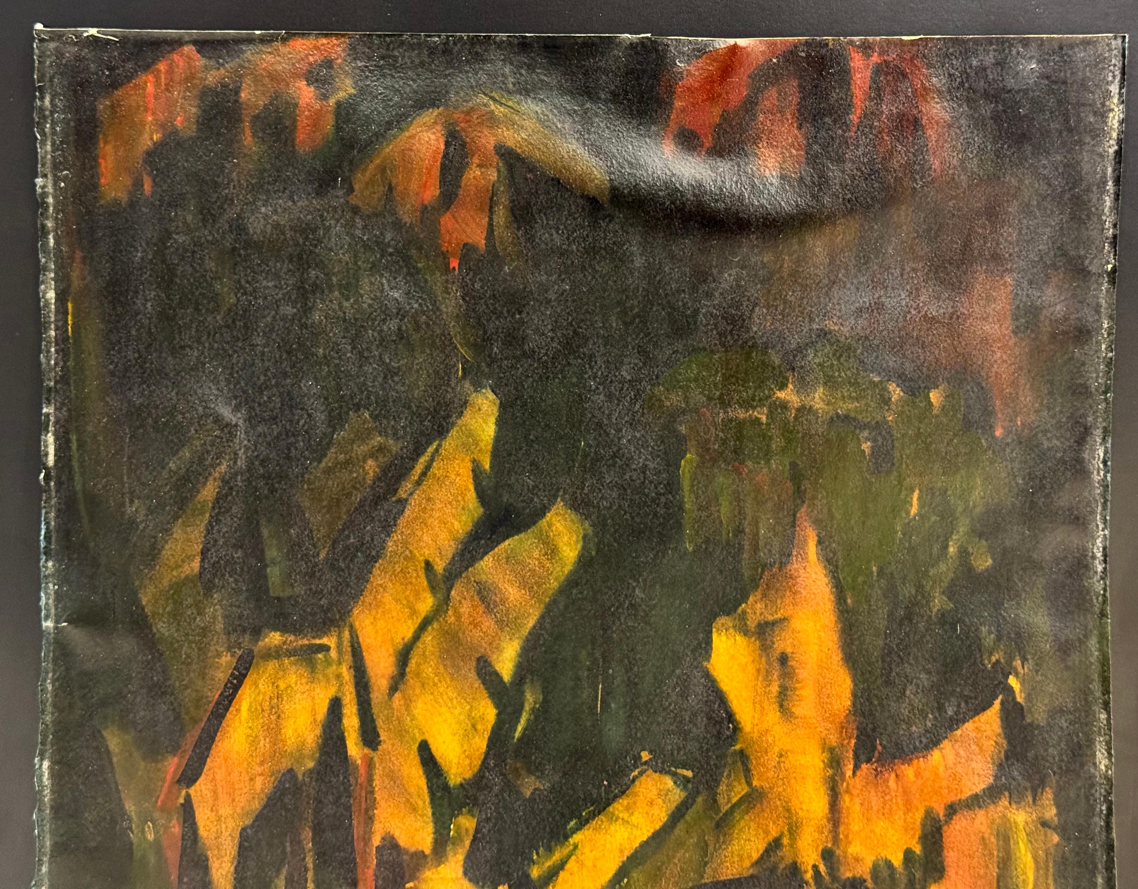 Öl auf Papier Gemälde des Künstlers Jonas Rimsa 1950-1970 (Moderne der Mitte des Jahrhunderts) im Angebot