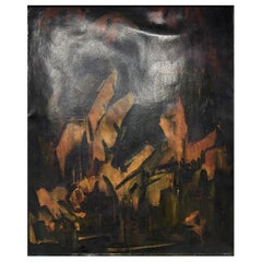 Oil on paper painting by the artist Jonas Rimsa 1950-1970