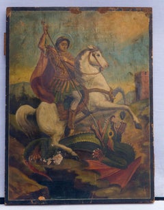 Oil on Paper, St. George  and the Dragon