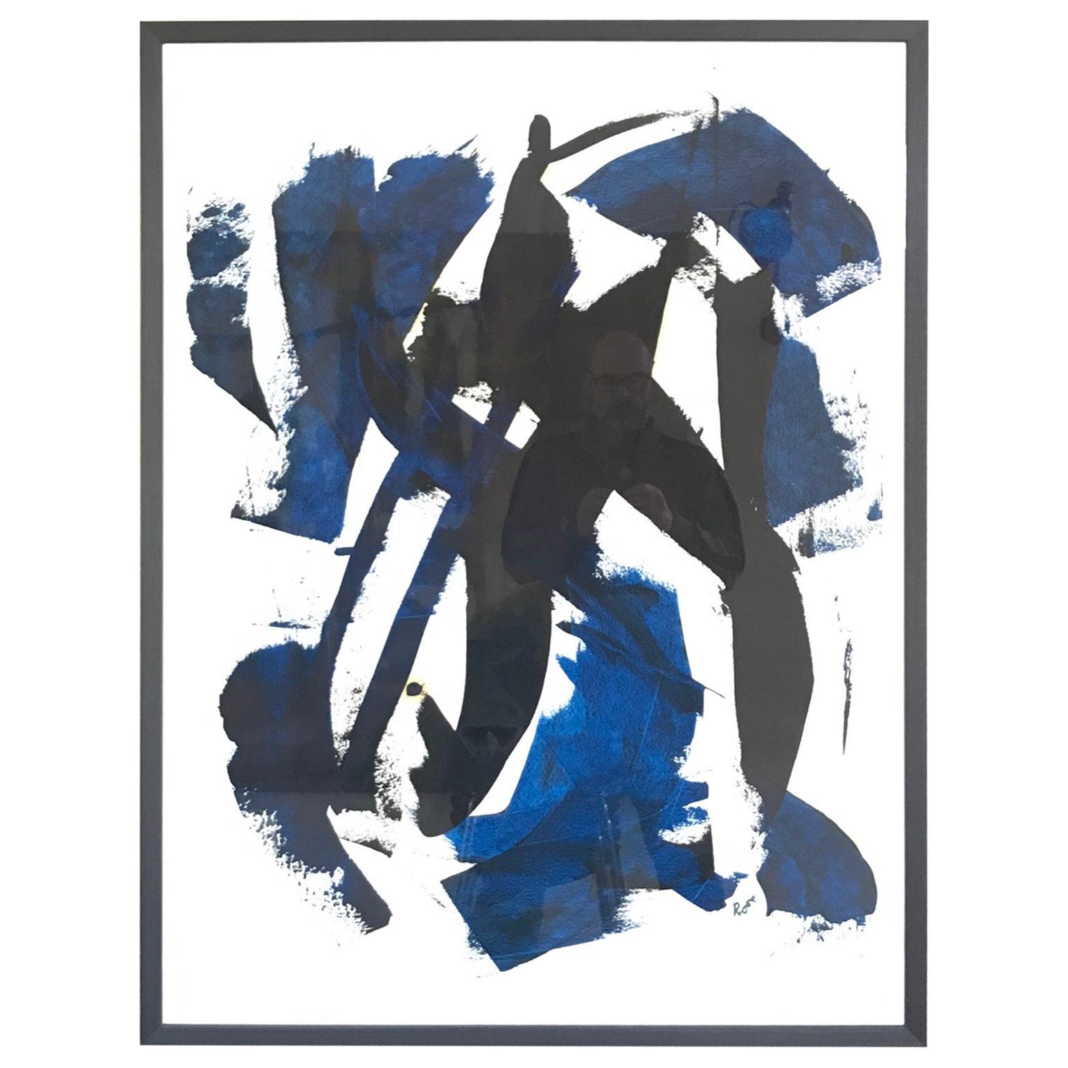 Oil on Paper “Black Gives Way for Blue” by Jan Rose