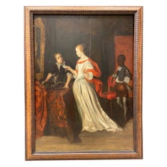 Oil on table Dutch school, " Bourgeois interior with characters