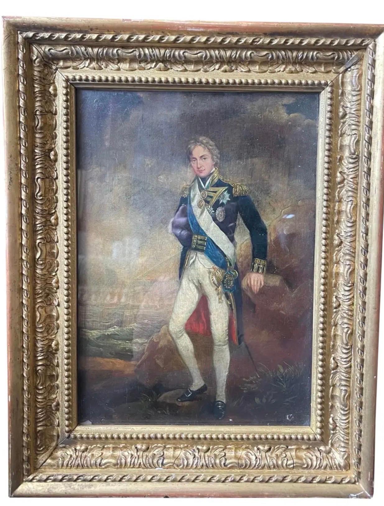 Oil on wood depicting Amiral Horatio Nelson, 1st Viscount Nelson, Duke of Bronte, born September 29, 1758 at Burnham Thorpe and died October 21, 1805 off Cape Trafalgar, is a British vice-admiral.
Oil on panel depicts Horatio Nelson in military