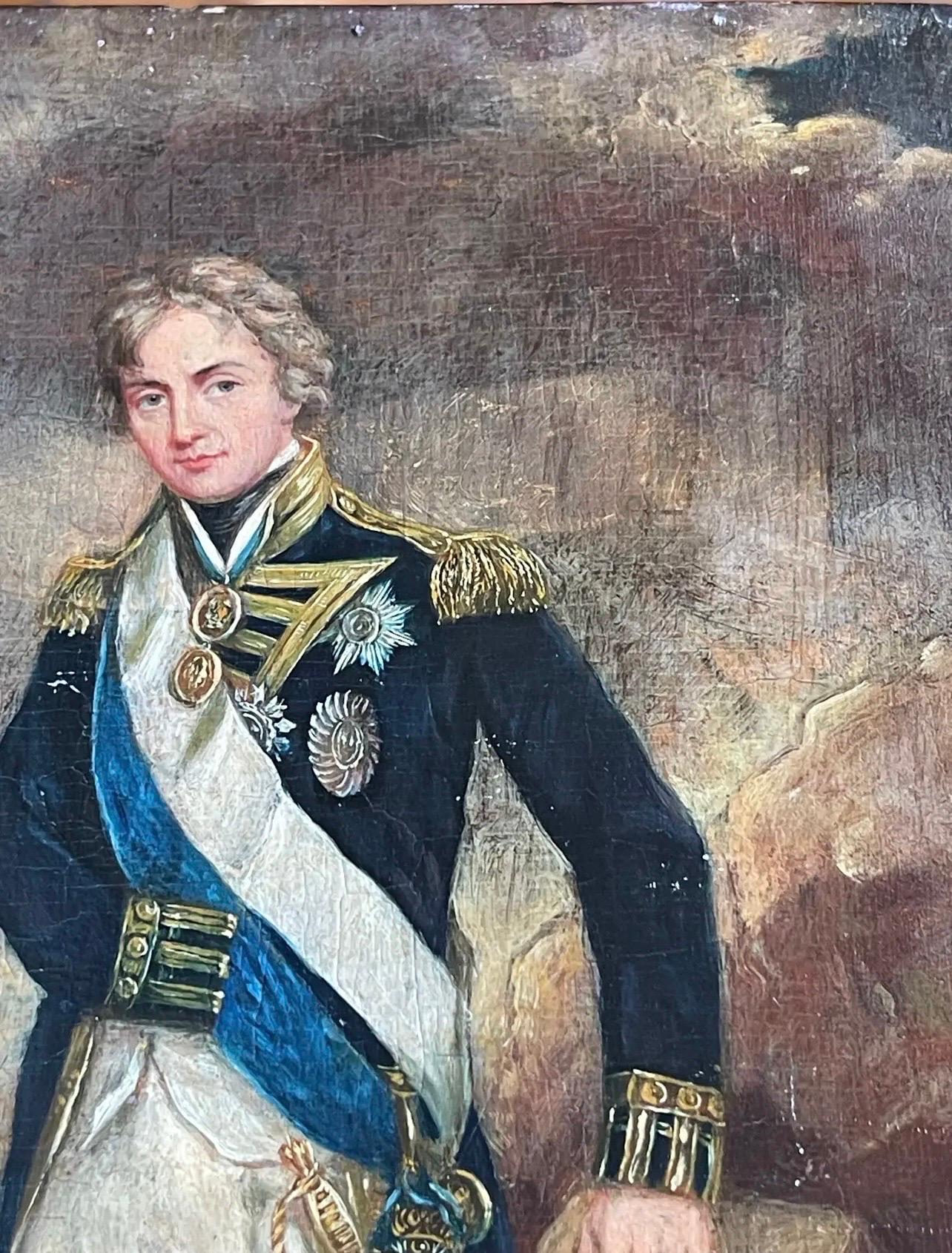 Oil on Wood Depicting Amiral Horatio Nelson in Military Costume England 19th For Sale 2