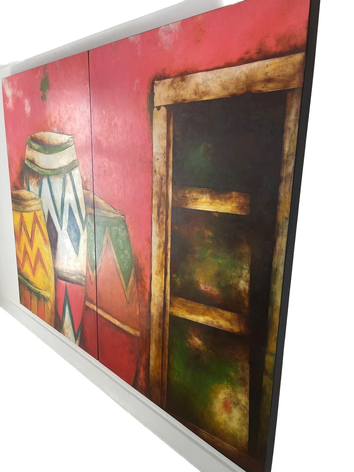 Beaux Arts Oil On Wood Diptych By Jorge Duque For Sale