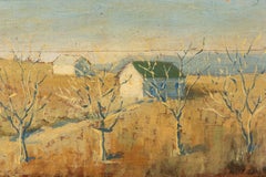 Rustic Russian Oil on Wood Painting by Leskov, Huts in Siberia