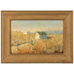 Pittura rustica russa a olio su legno di Leskov, Capanne in Siberia