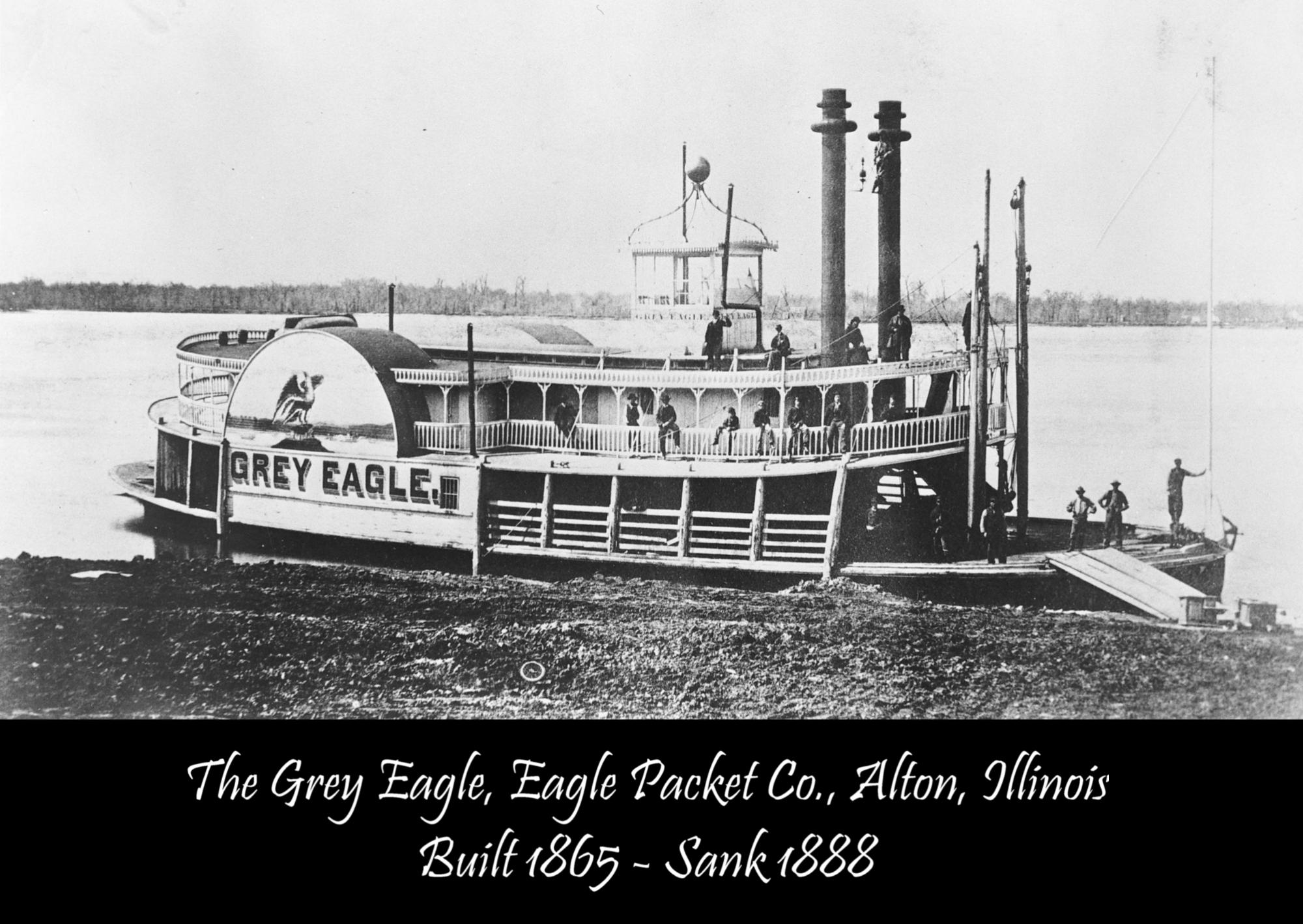 Ölgemälde auf Holztafel, Darstellung des Paddlewheel-Dampfers „Grey Eagle“, ca. 1865-1888 im Angebot 1