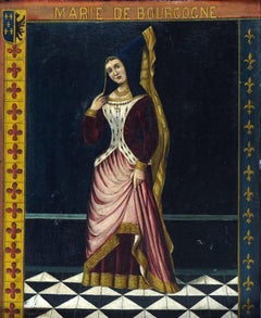Oil on Wood Panel Religious Painting of Marie De Bourgonne by Moerenhout