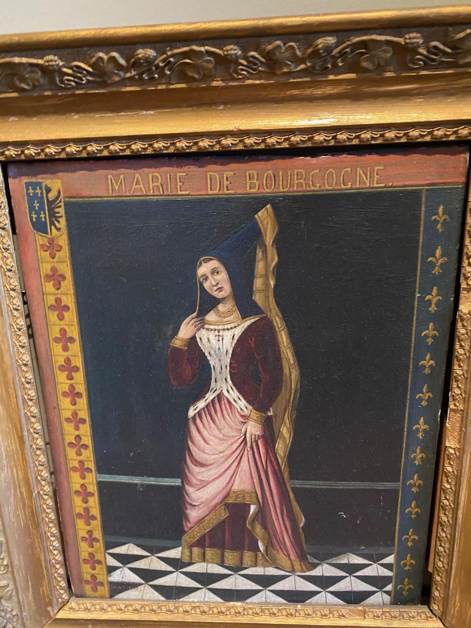 Oil on Wood Panel Religious Painting of Marie De Bourgonne by Moerenhout For Sale 3