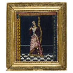 Oil on Wood Panel Religious Painting of Marie De Bourgonne