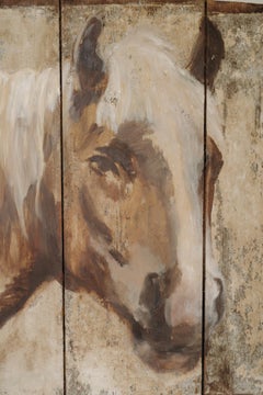 Huile sur panneau de bois, cheval par l'artiste néerlandaise Julie Artistics