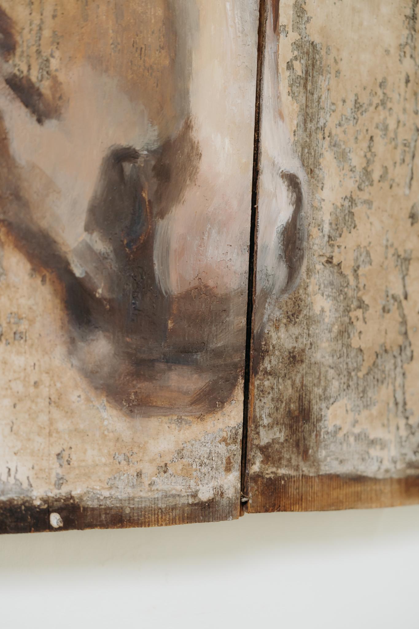 Öl auf Holzplatte, Pferd der niederländischen Künstlerin Julie Arphi (Gemalt) im Angebot