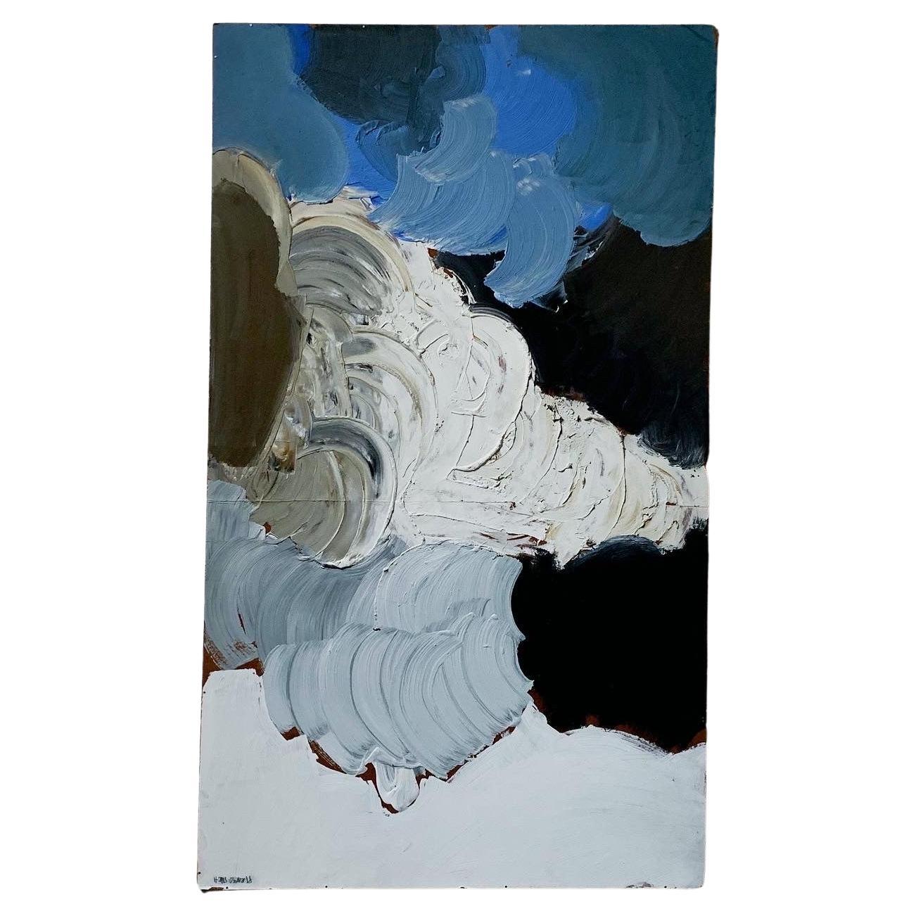 Pittura ad olio con sfumature blu di Hans Osswald, 1964