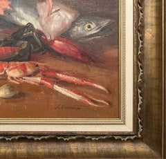 Oil painting about a Beautiful Crab and Fish