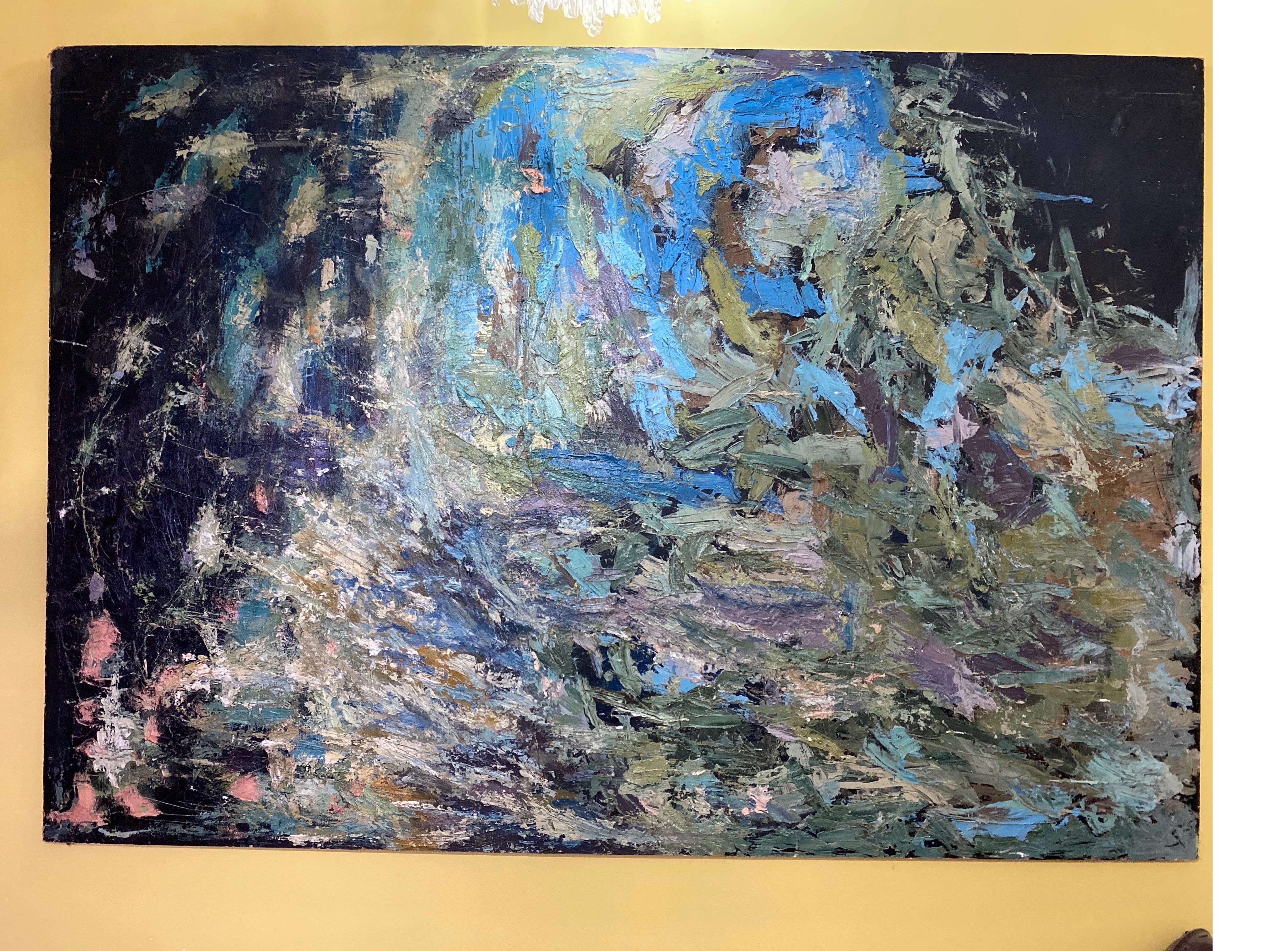 Oil Painting Abstract post impressionist from Venitian Palace, Italy Venise 1970 For Sale 4