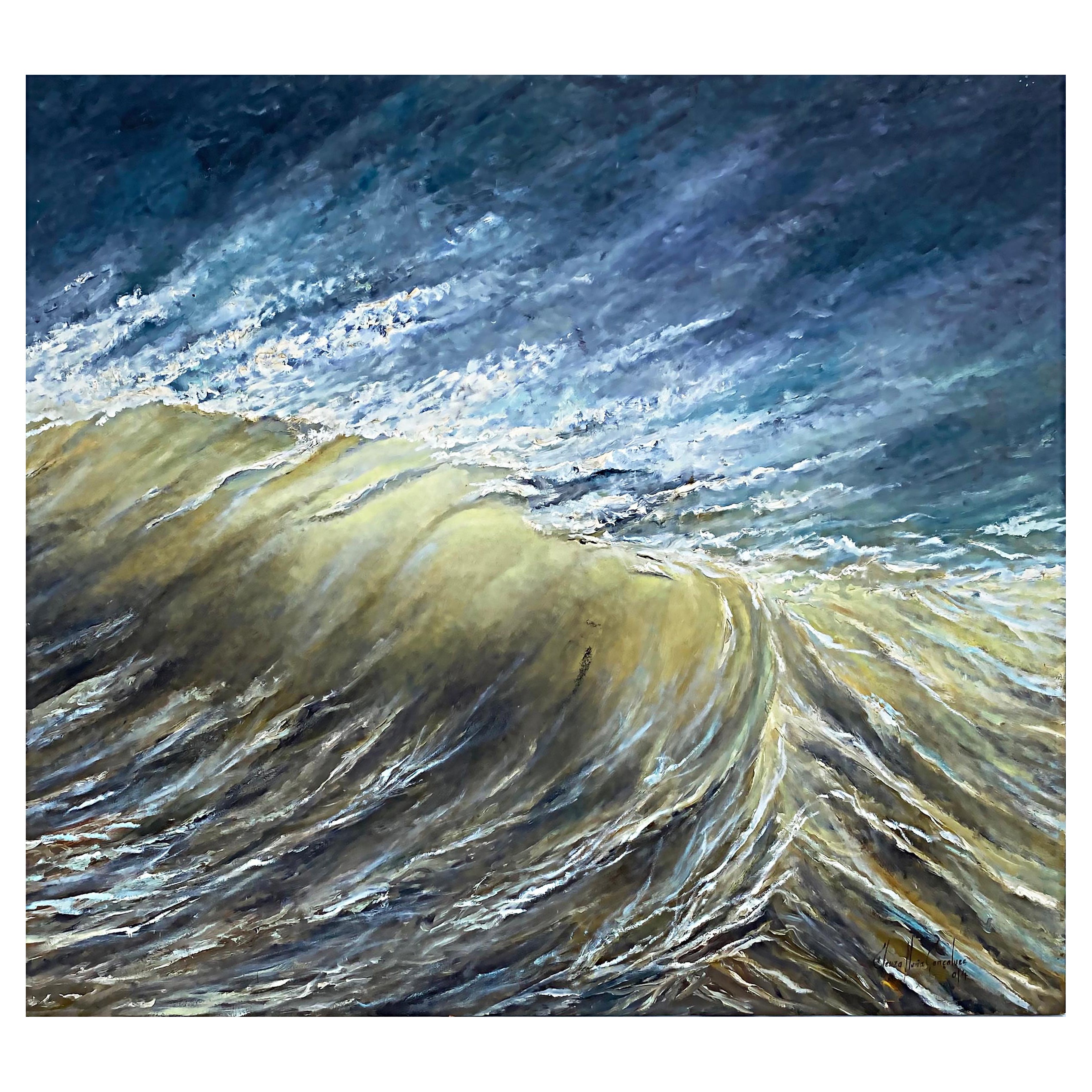 Oil Painting "Aguas" by Brazilian Artist Cleuza Maria Gonçalves, 2014