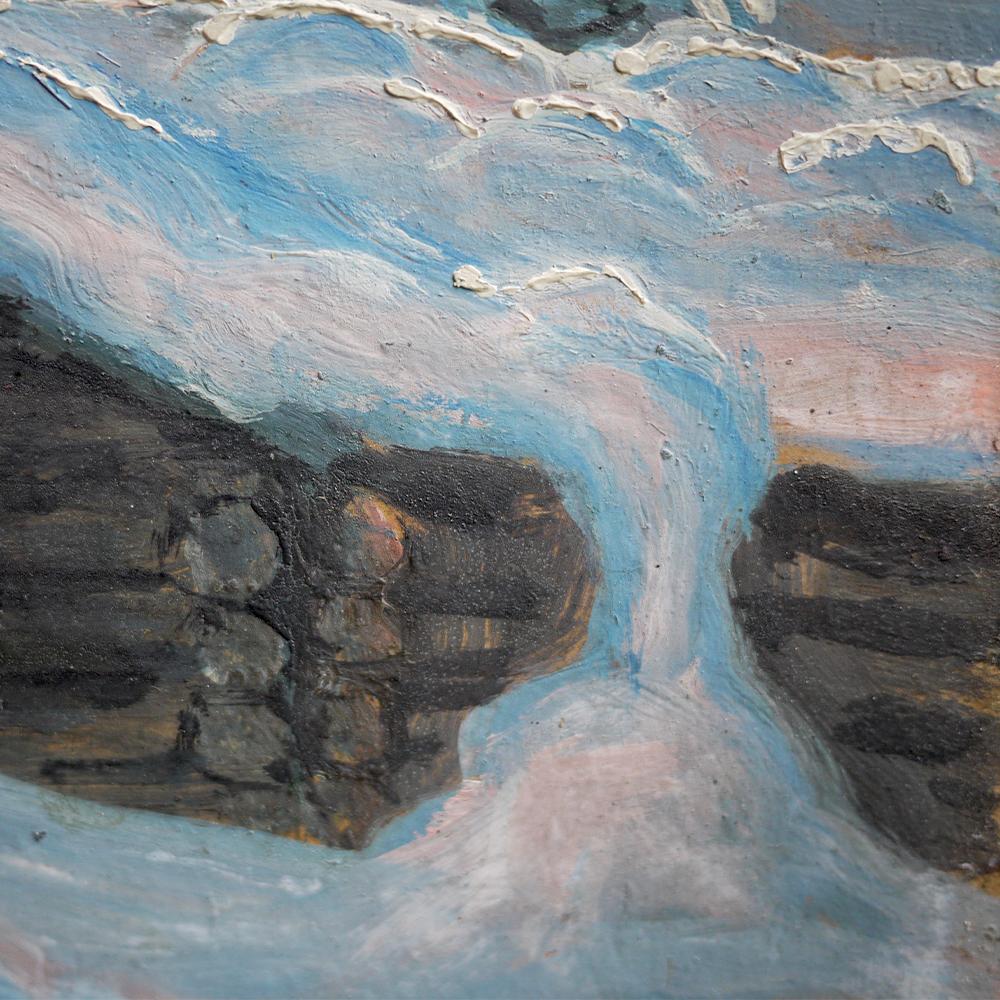 Peinture à l'huile, Alpes, Paysage enneigé, années 1920 en vente 3