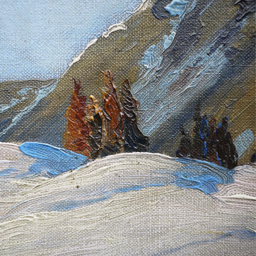 Mid-20th Century Oil Painting, Alps, Winter Landscape, 1930s