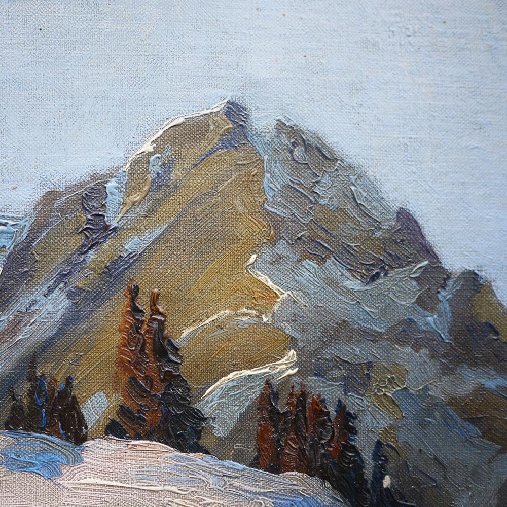 Oil Painting, Alps, Winter Landscape, 1930s 2