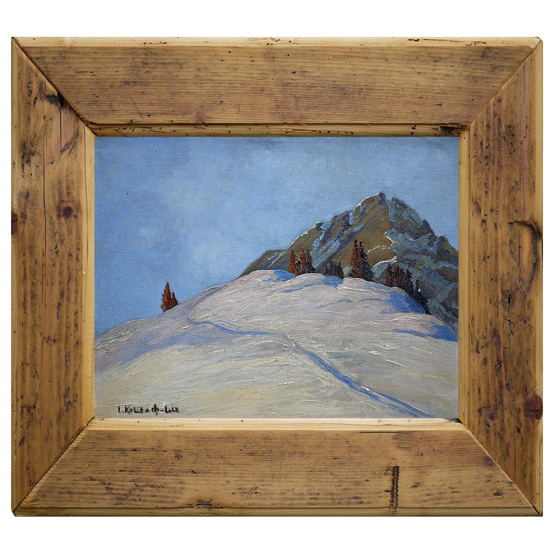 Oil Painting, Alps, Winter Landscape, 1930s