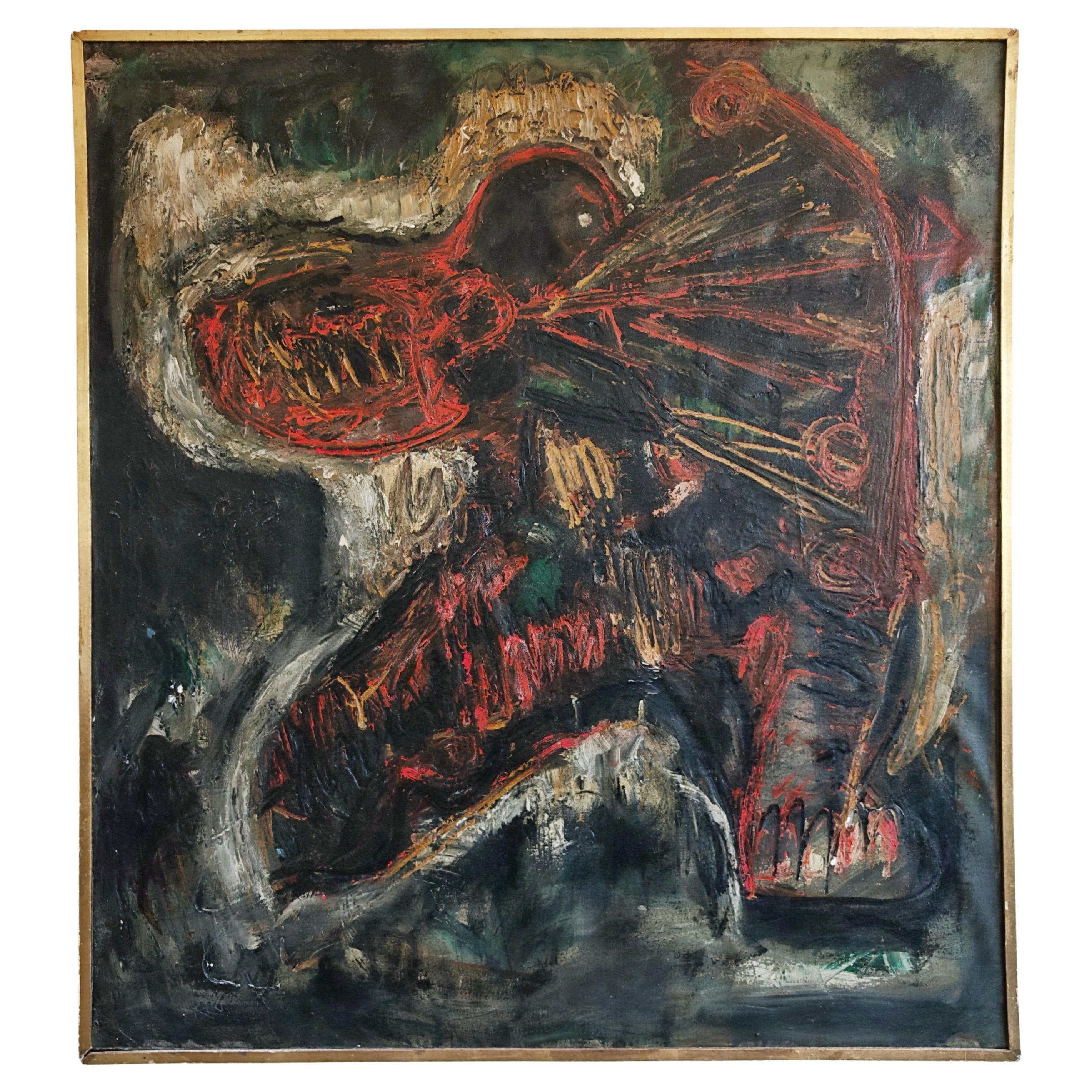Oil painting "Archer" or "Sagittarius" by Yugoslav artist Radislav Raša Trkulja