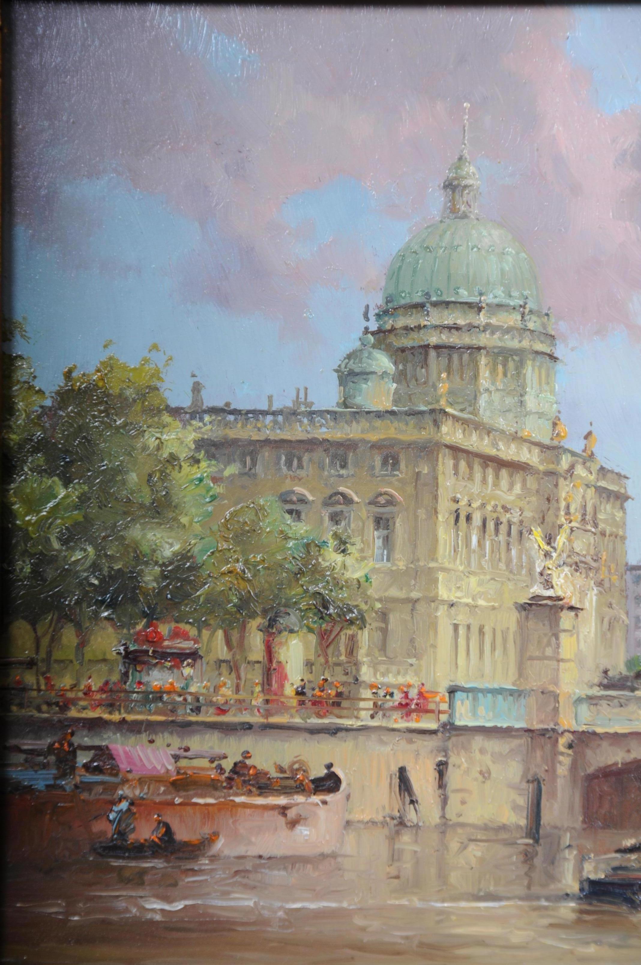 Peinture à l'huile de Berlin - Panneau Schlossbrcke, Heinz Scholtz, 20ème siècle en vente 4