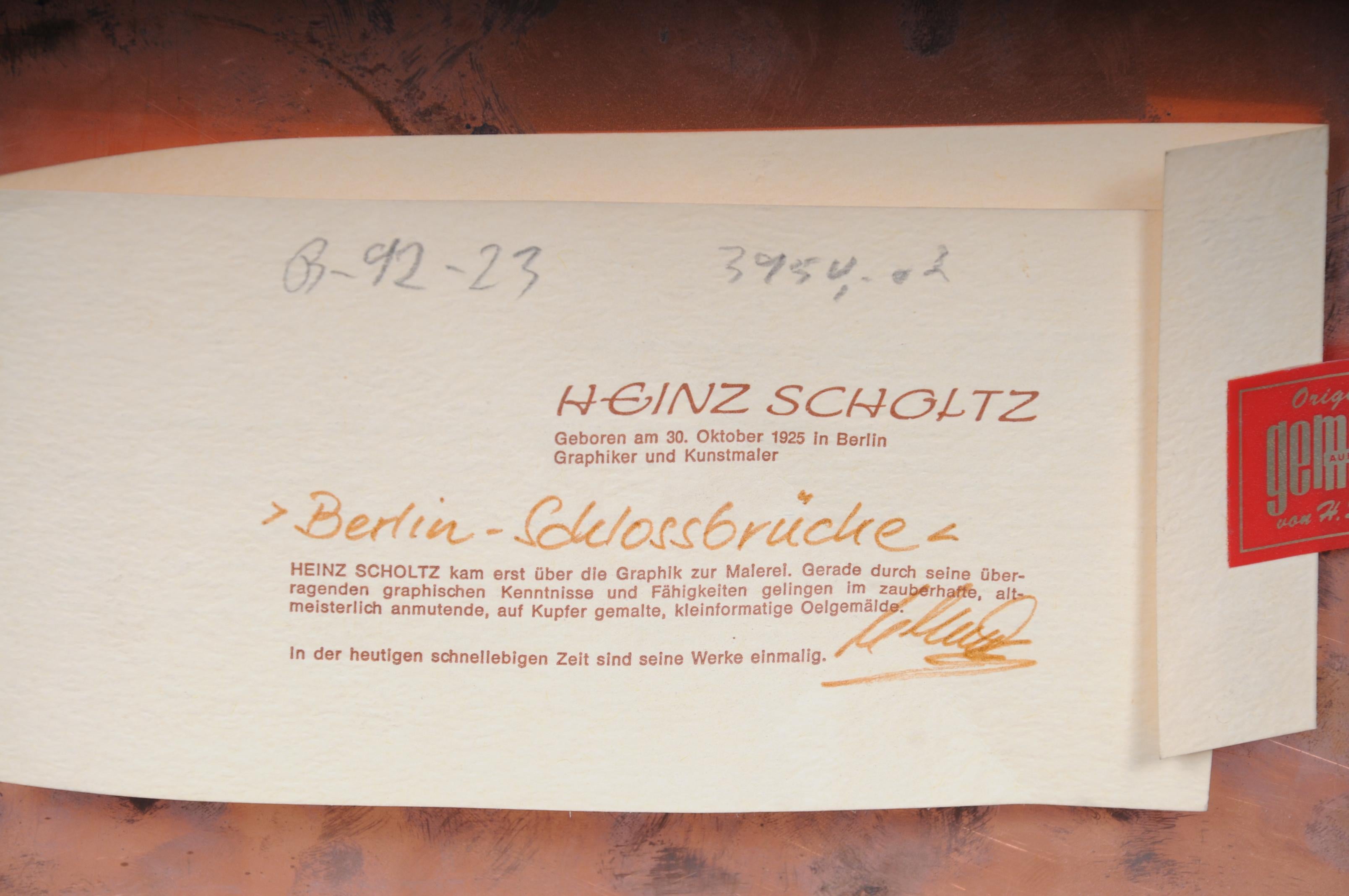 Peinture à l'huile de Berlin - Panneau Schlossbrcke, Heinz Scholtz, 20ème siècle en vente 11