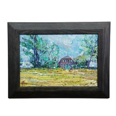 Oil Painting by Alexander Michael - Boathouse on the Shore of Lake Chiemsee