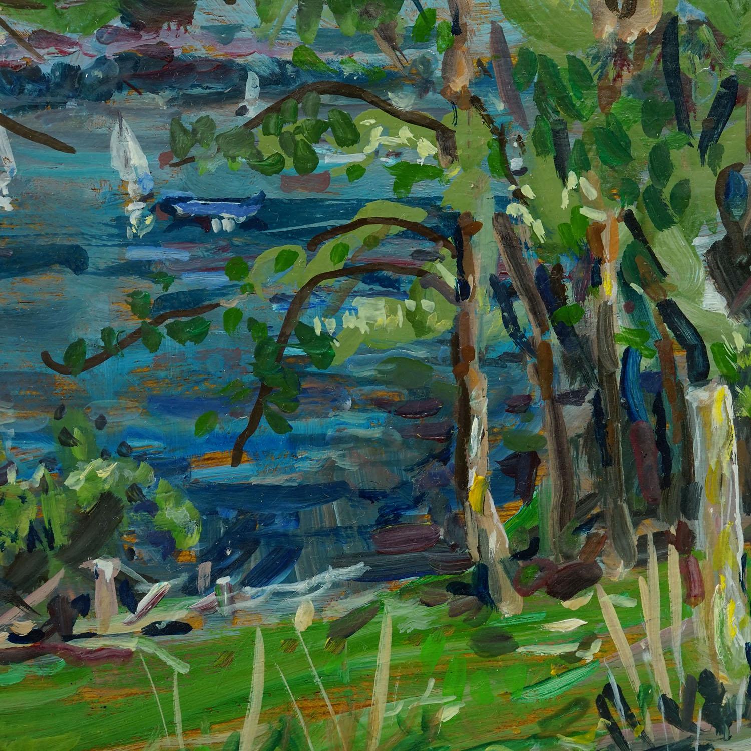 Ölgemälde von Alexander Michael - Chiemsee bei Mittendorf 1990 im Zustand „Gut“ im Angebot in Berghuelen, DE