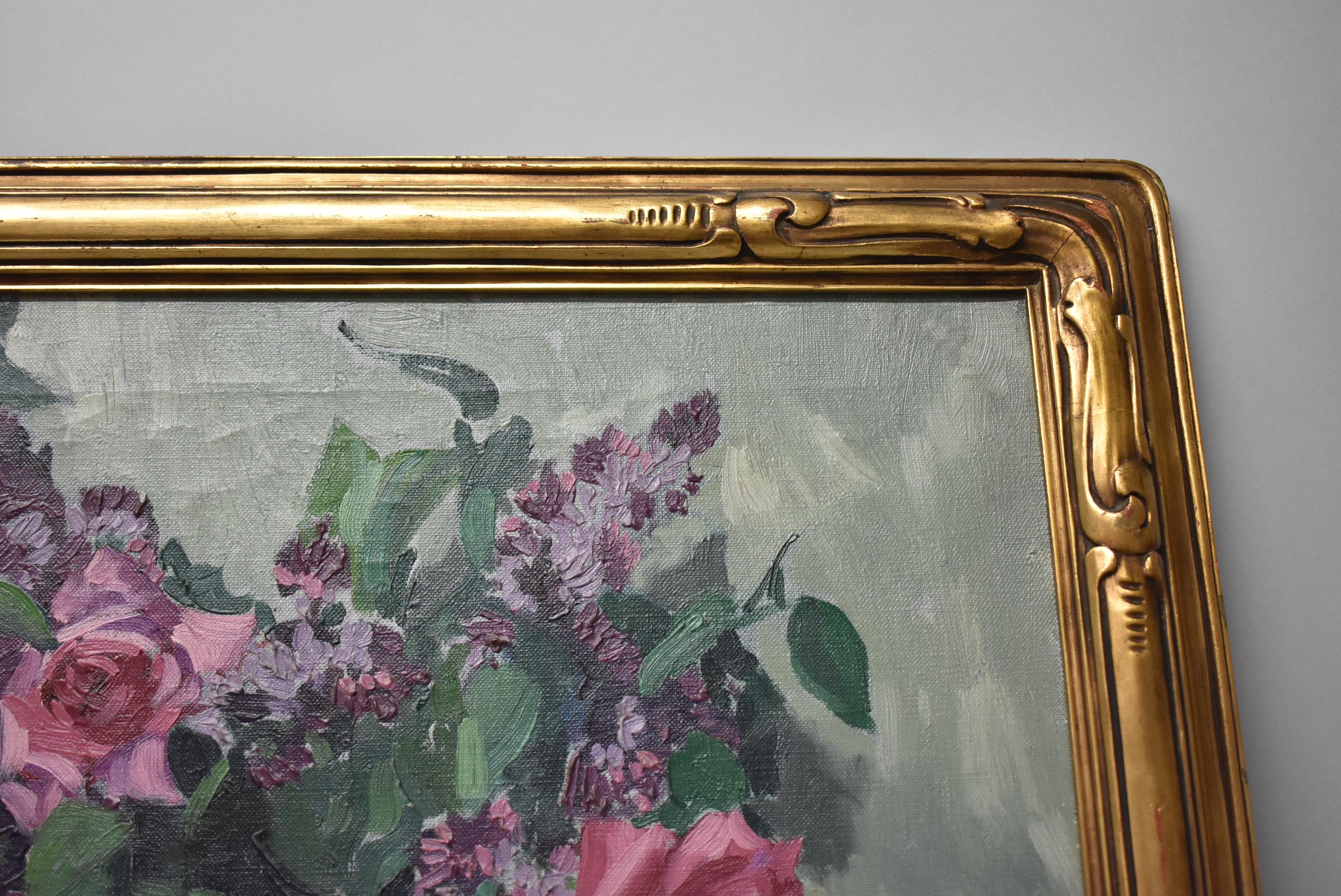 20th Century Oil Painting by American Artist Leonore Smith Jerrems in Newcomb Macklin Frame For Sale