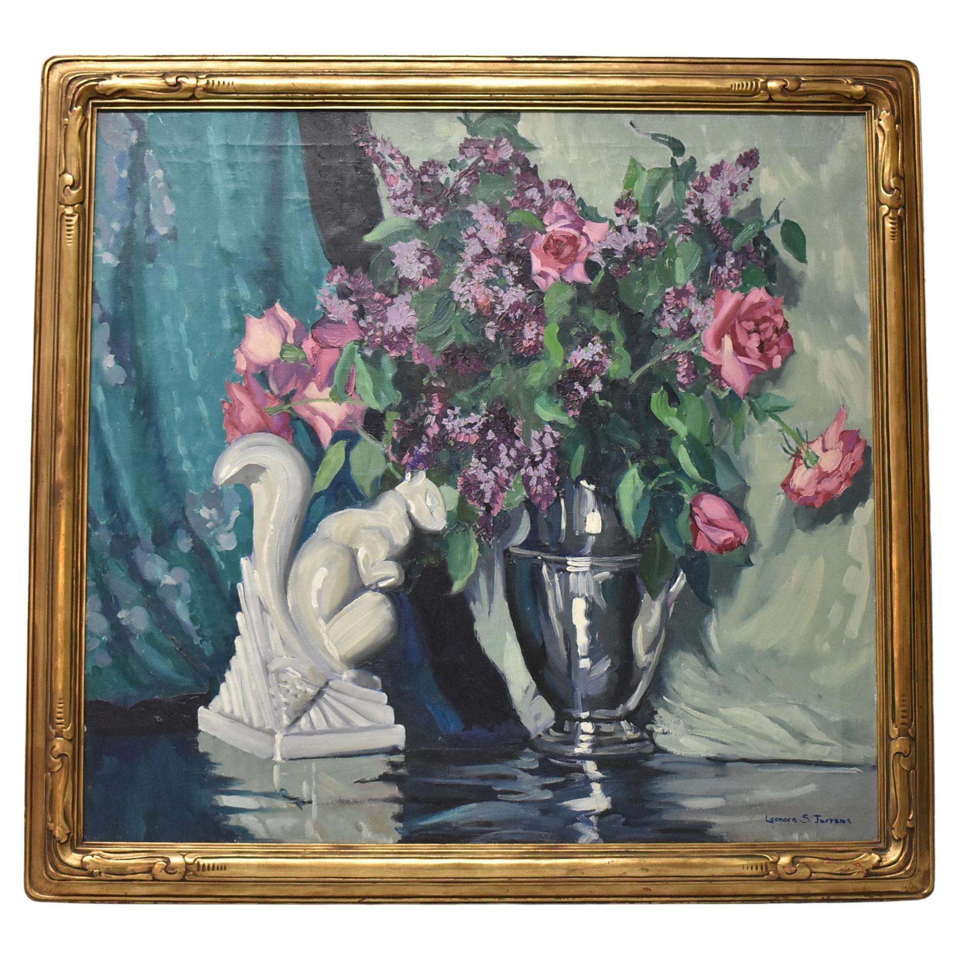 Oil Painting by American Artist Leonore Smith Jerrems in Newcomb Macklin Frame For Sale