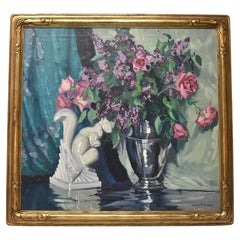 Oil Painting by American Artist Leonore Smith Jerrems in Newcomb Macklin Frame