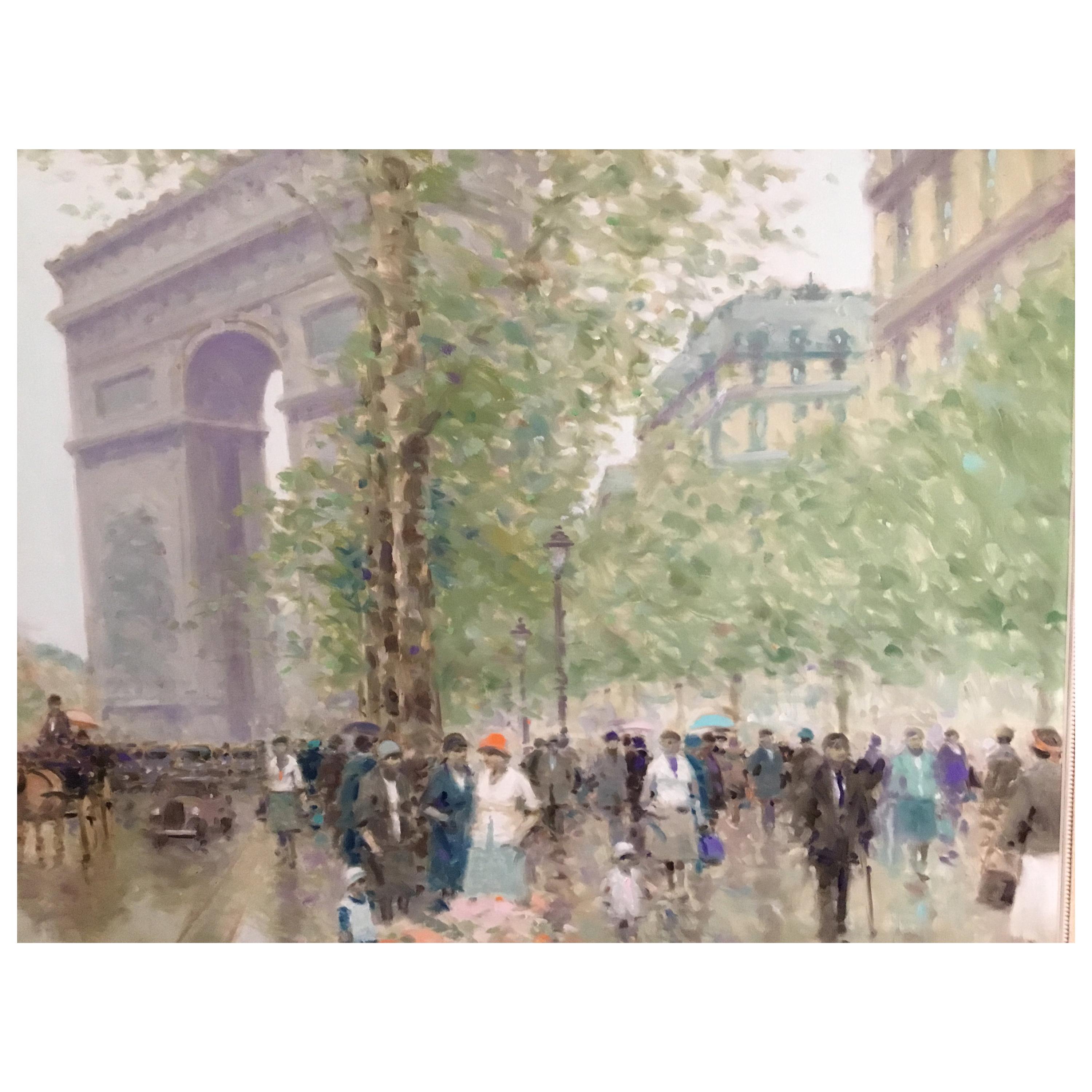 Oil Painting by Andre Gisson of the Arc de Triomphe, 1928-2003