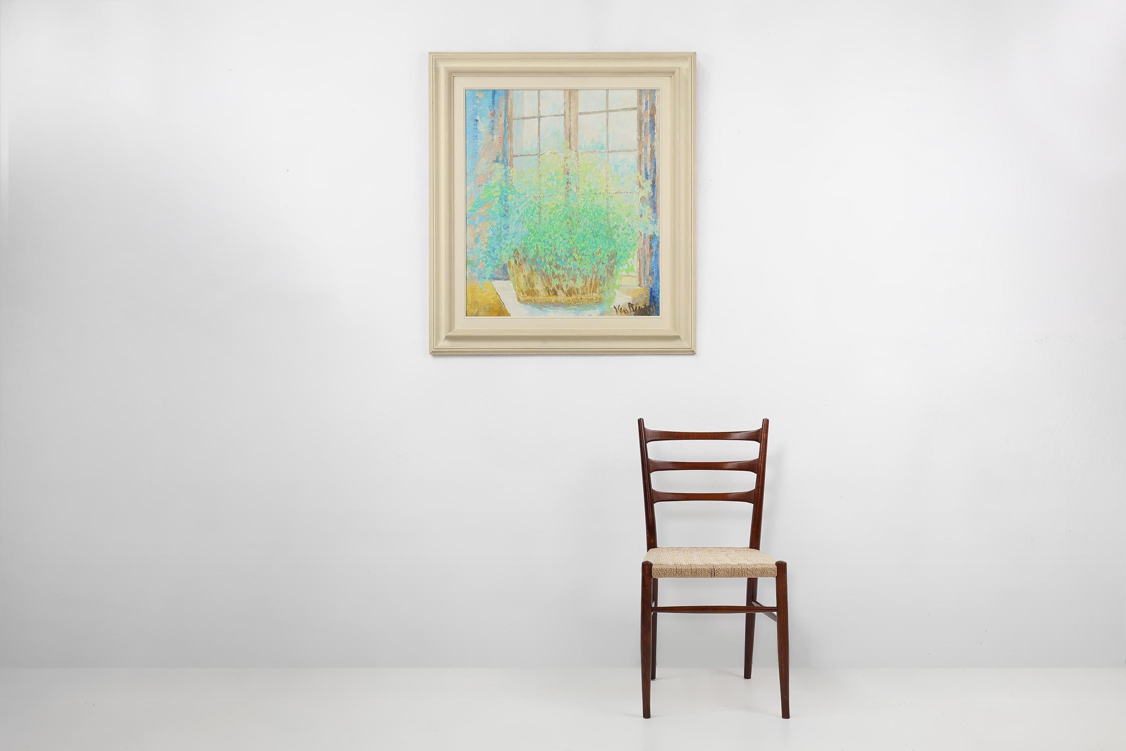 Belgium / 1960 / Painting / Theo van Rintel / canvas, wood / Mid-century / Vintage

Oil painting by the Belgian artist Theo van Rintel, of a potted plant gracefully positioned in front of a window, capturing the essence of tranquility and natural