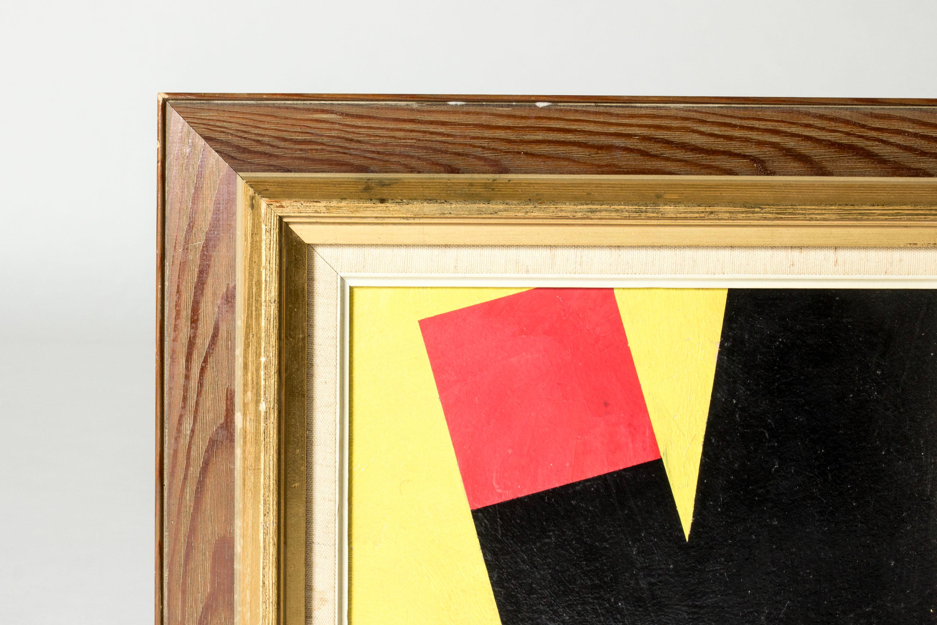 Un sorprendente dipinto a olio di Bengt Orup, con un motivo di cemento in giallo, rosso e nero.