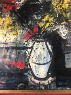 Charles Levier  Blumenstrauß Ölgemälde in der Art von Bernard Buffet, Ölgemälde