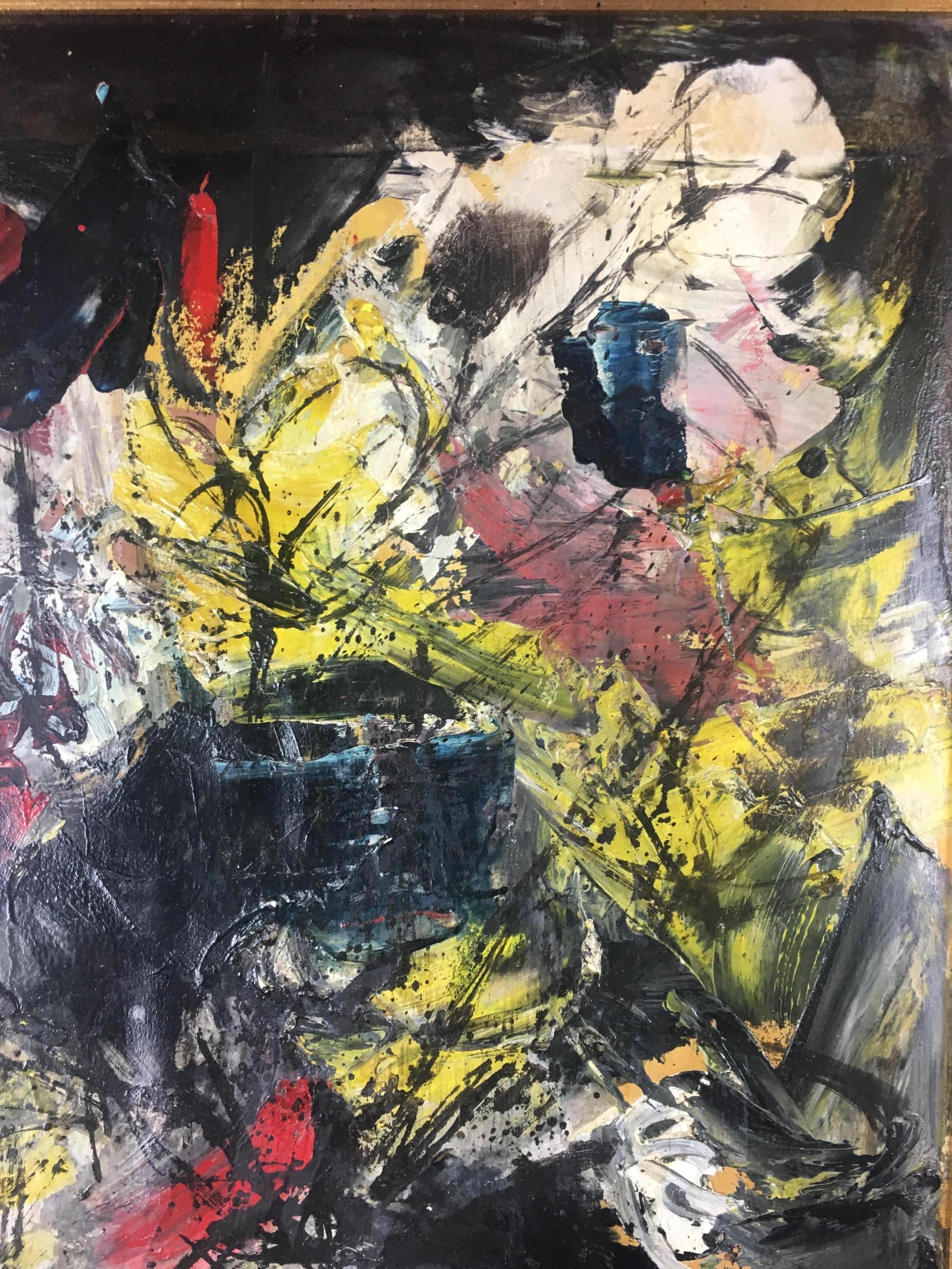 Charles Levier  Bouquet di fiori dipinto a olio alla maniera di Bernard Buffet in vendita 1