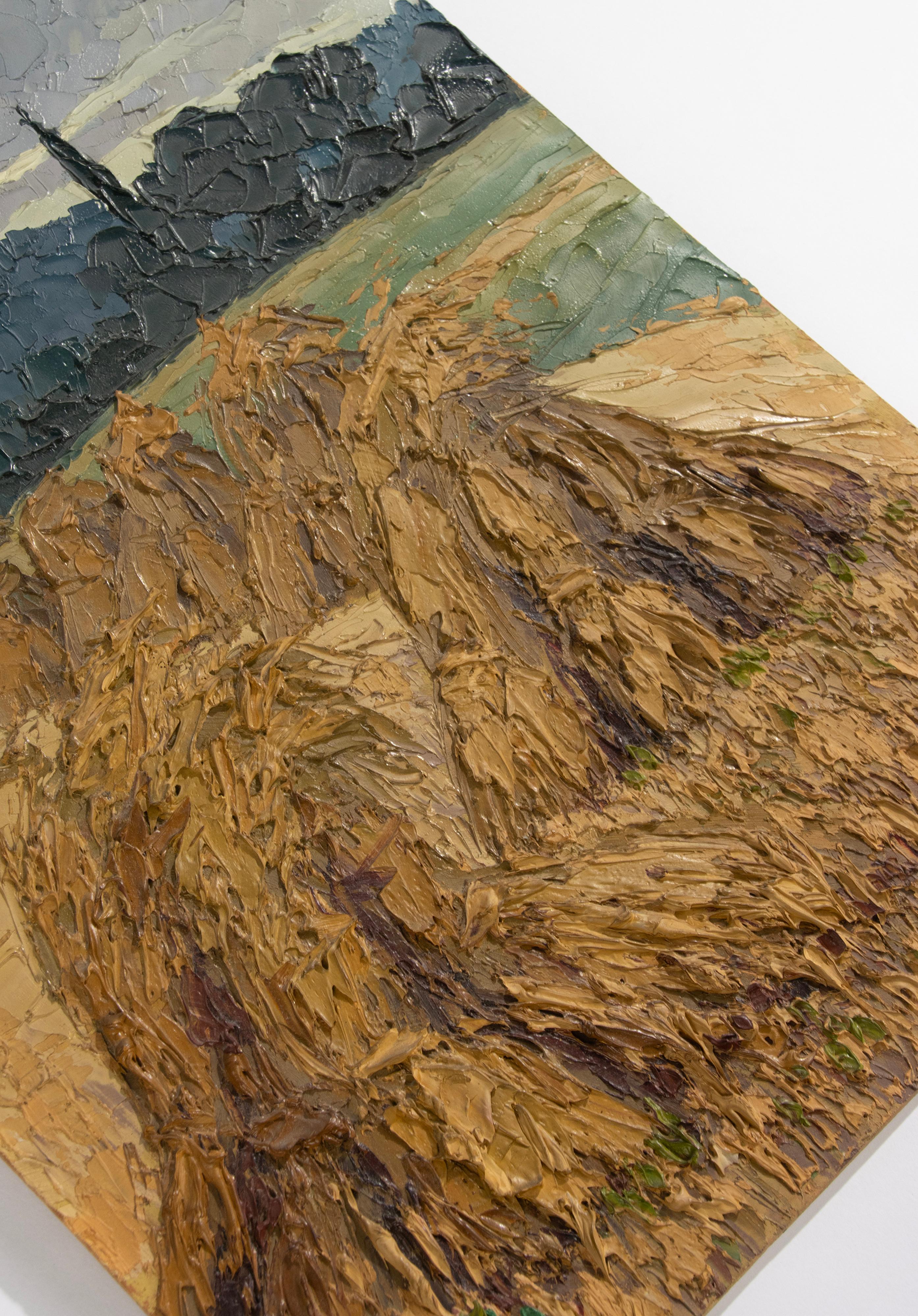 Oil Painting by Christo Stefanoff -  Sheaves of wheat - dated 1949 For Sale 4