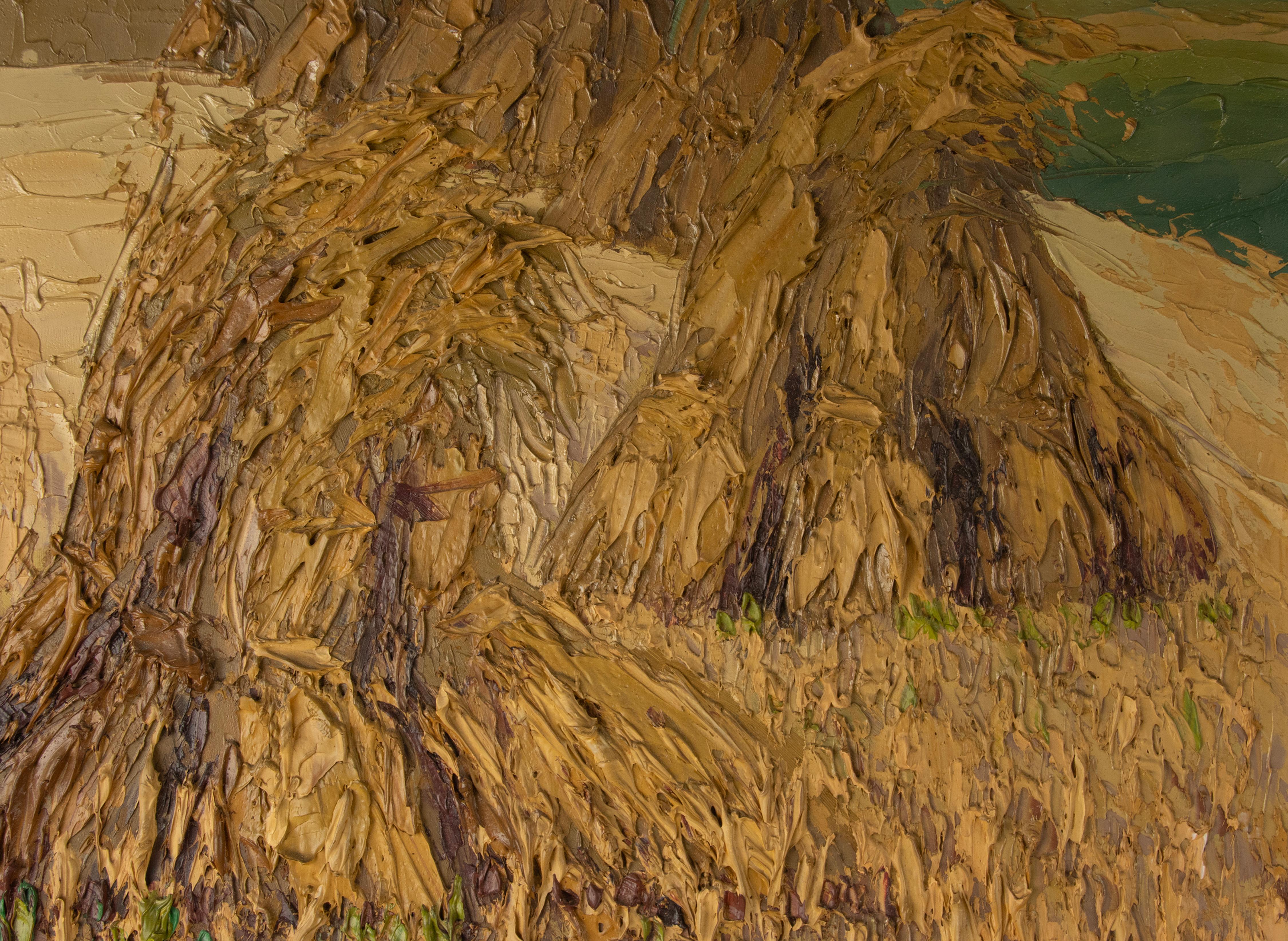 Oil Painting by Christo Stefanoff -  Sheaves of wheat - dated 1949 For Sale 5