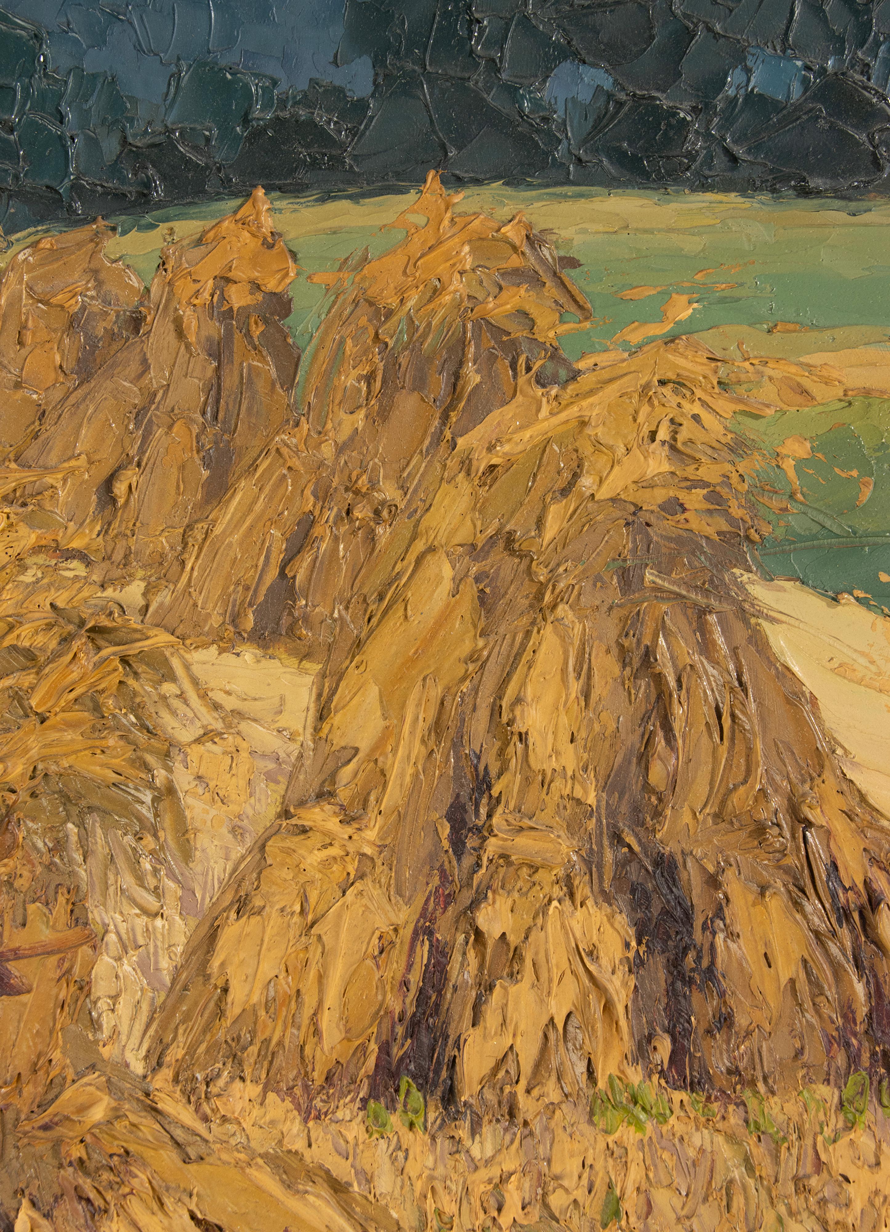 Oil Painting by Christo Stefanoff -  Sheaves of wheat - dated 1949 In Good Condition For Sale In Casteren, Noord-Brabant